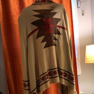 Women’s Cozy Soft Southwestern / Boho Patterned Cardigan with Fringe sz L